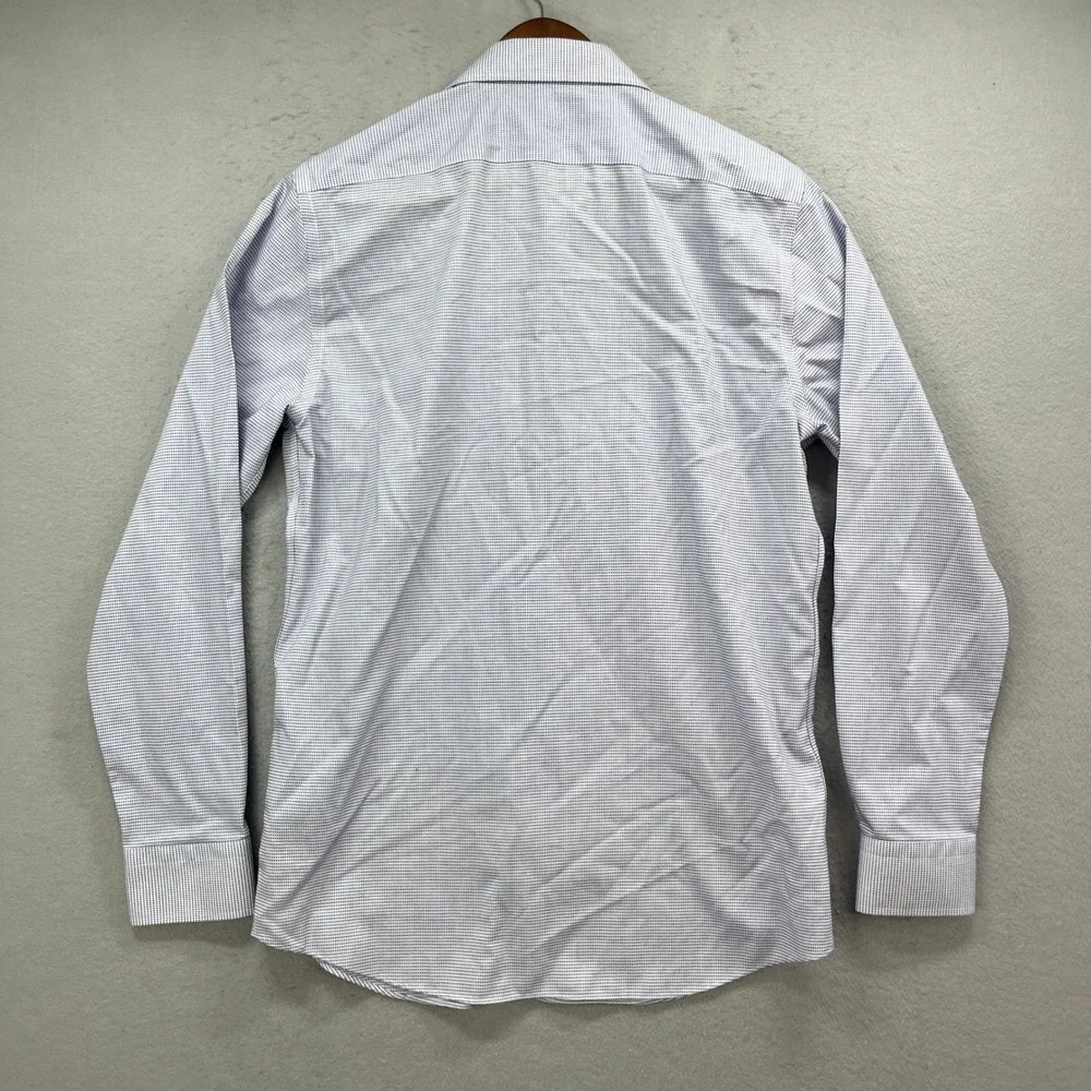 Banana Republic Dress Shirt Mens Medium Blue White Slim Fit Micro Check Preppy